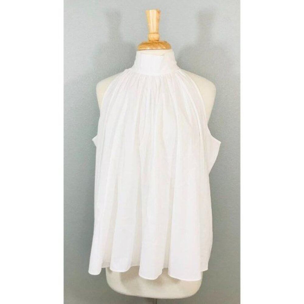 CARESTE Hearst Top White Sleeveless Poplin Boxy Fit, 16 - $395 - Picture 3 of 9